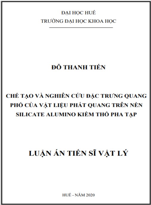 Luận án Chế tạo và nghiên cứu đặc trưng quang phổ của vật liệu phát quang trên nền silicate alumino kiềm thổ pha tạp