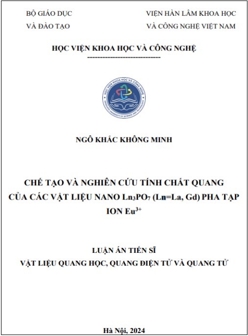 Luận án Chế tạo và nghiên cứu tính chất quang của các vật liệu nano Ln3PO7 (Ln=La, Gd) pha tạp ion Eu3+