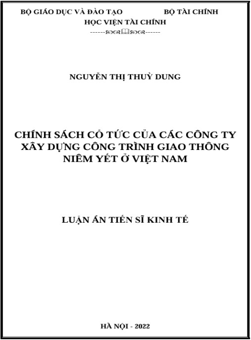Luận án Chính sách cổ tức của các công ty Xây dựng Công trình Giao thông niêm yết ở Việt Nam