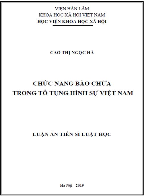 Luận án Chức năng bào chữa trong tố tụng hình sự Việt Nam