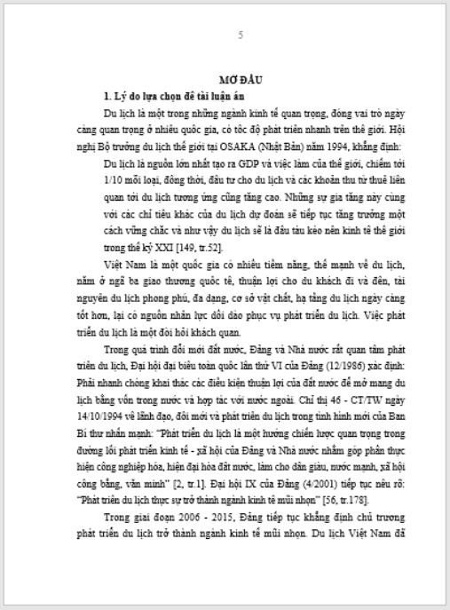 Luận án Đảng Cộng sản Việt Nam lãnh đạo phát triển du lịch từ năm 2006 đến năm 2015