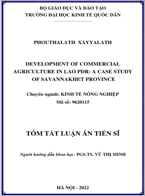 Luận án Development of Commercial Agriculture in Laos: A case study of Savannakhet Province