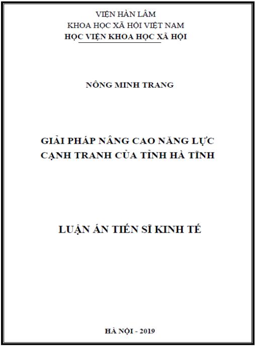 Luận án Giải pháp nâng cao năng lực cạnh tranh của tỉnh Hà Tĩnh