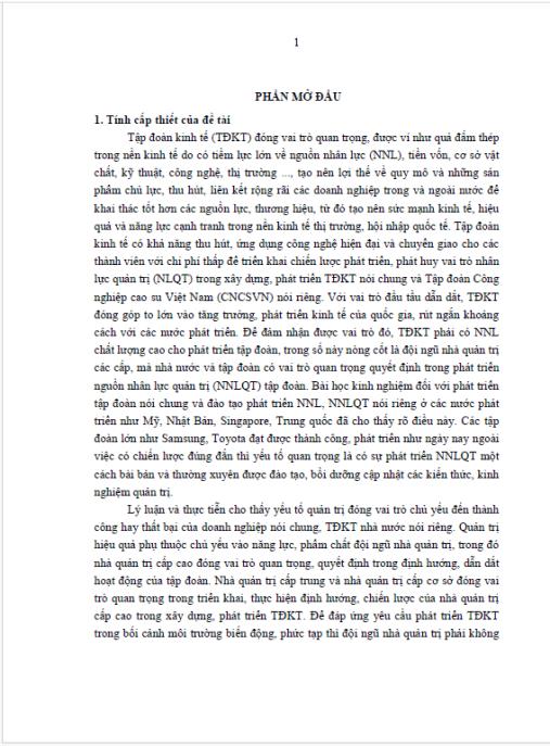 Luận án Giải pháp phát triển nguồn nhân lực quản trị Tập đoàn Công nghiệp cao su Việt Nam
