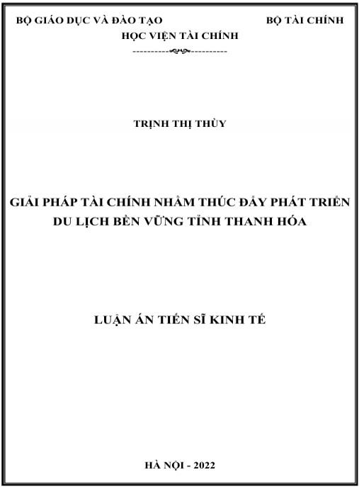 Luận án Giải pháp tài chính nhằm thúc đẩy phát triển du lịch bền vững tỉnh Thanh Hoá