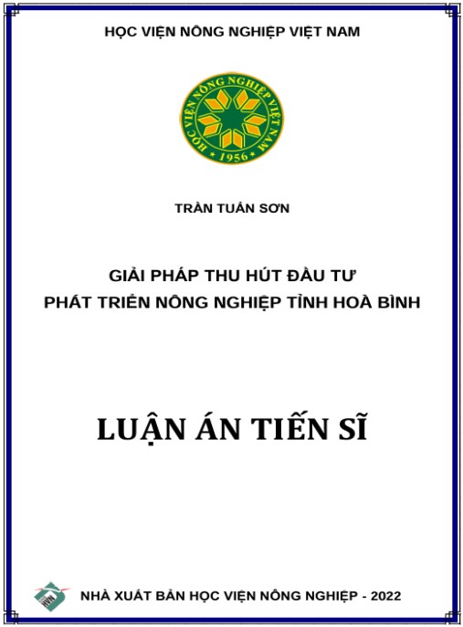 Luận án Giải pháp thu hút đầu tư phát triển nông nghiệp tỉnh Hoà Bình