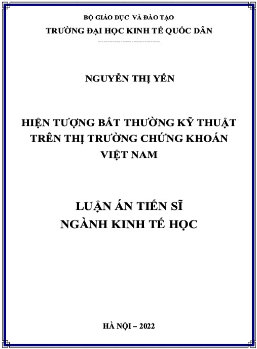 Luận án Hiện tượng bất thường kỹ thuật trên thị trường chứng khoán Việt Nam