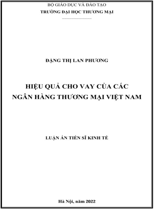 Luận án Hiệu quả cho vay của các ngân hàng thương mại Việt Nam