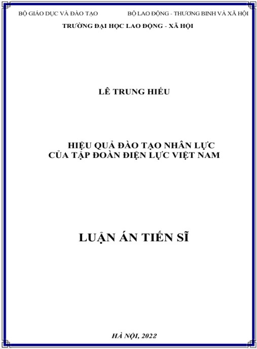 Luận án Hiệu quả đào tạo nhân lực của Tập đoàn Điện lực Việt Nam