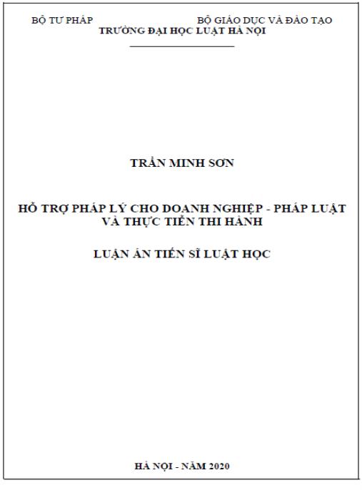 Luận án Hỗ trợ pháp lý cho doanh nghiệp – Pháp luật và thực tiễn thi hành