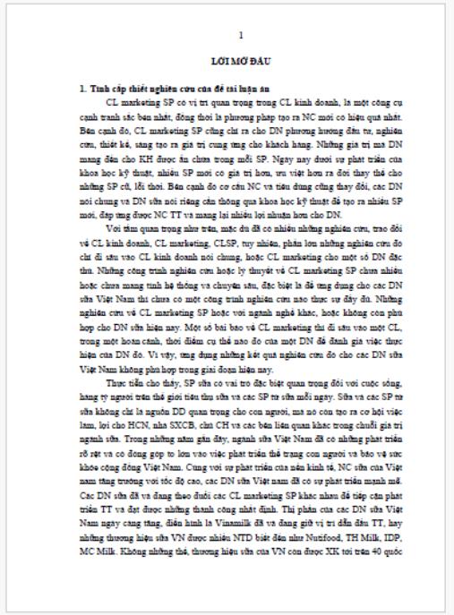 Luận án Hoàn thiện Chiến lược marketing sản phẩm của các doanh nghiệp sữa Việt Nam.