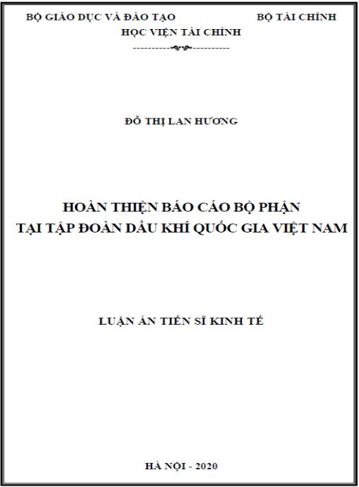 Luận án Hoàn thiện báo cáo bộ phận tại Tập đoàn Dầu khí Quốc gia Việt Nam