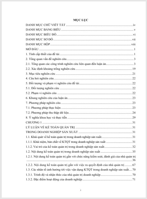 Luận án Hoàn thiện kế toán quản trị trong các công ty lâm nghiệp trên địa bàn tỉnh Tuyên Quang