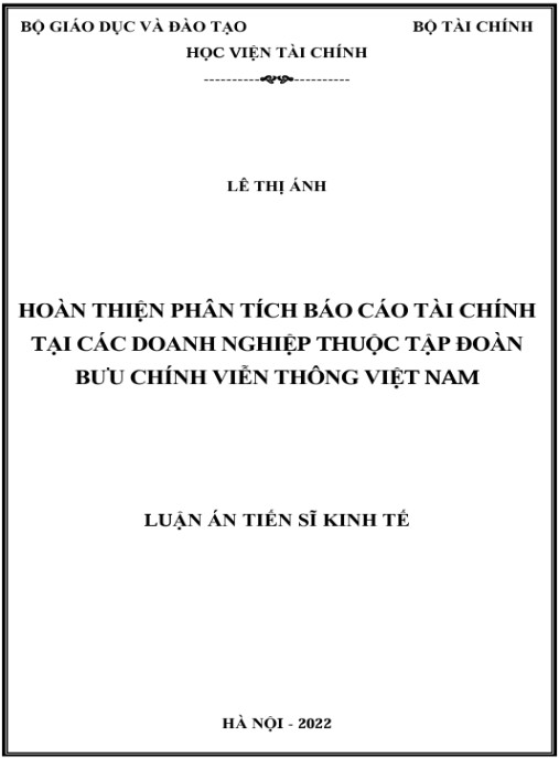 Luận án Hoàn thiện phân tích báo cáo tài chính tại các doanh nghiệp thuộc Tập đoàn Bưu chính Viễn thông Việt Nam
