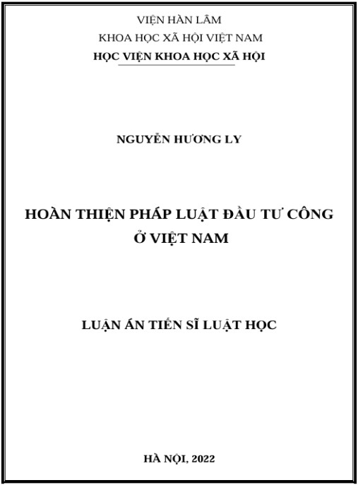 Luận án Hoàn thiện pháp luật đầu tư công ở Việt Nam