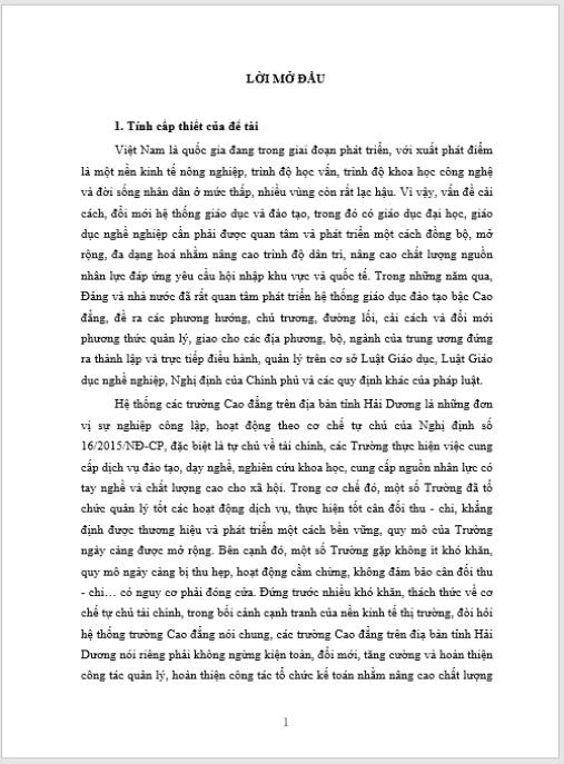 Luận án Hoàn thiện tổ chức công tác kế toán tại các trường Cao đẳng trên địa bàn tỉnh Hải Dương