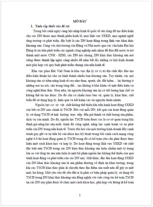 Luận án KẾ TOÁN TÀI SẢN CỐ ĐỊNH TRONG CÁC DOANH NGHIỆP KHAI THÁC KHOÁNG SẢN KHU VỰC PHÍA BẮC