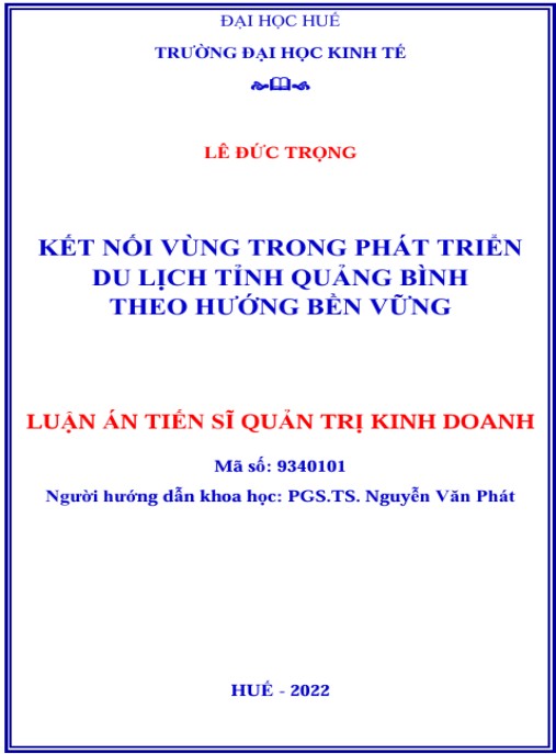 Luận án Kết nối vùng trong phát triển du lịch tỉnh Quảng Bình theo hướng bền vững