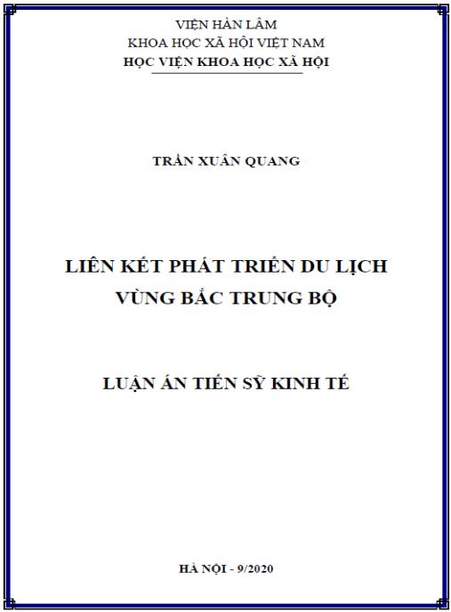 Luận án Liên kết phát triển du lịch vùng Bắc Trung Bộ