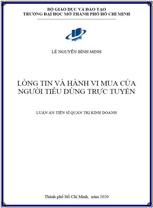 Luận án Lòng Tin Và Hành Vi Mua Của Người Tiêu Dùng Trực Tuyến