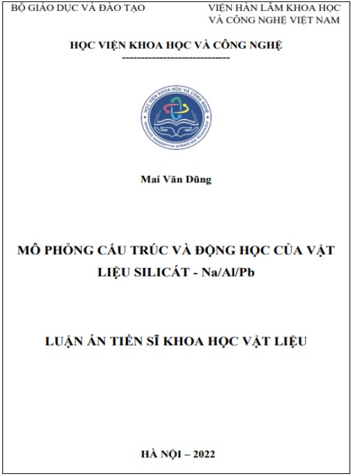 Luận án Mô phỏng cấu trúc và động học của vật liệu silicát – Na/Al/Pb
