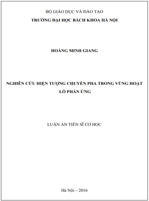Luận án NGHIÊN CỨU HIỆN TƯỢNG CHUYỂN PHA TRONG VÙNG HOẠT LÒ PHẢN ỨNG