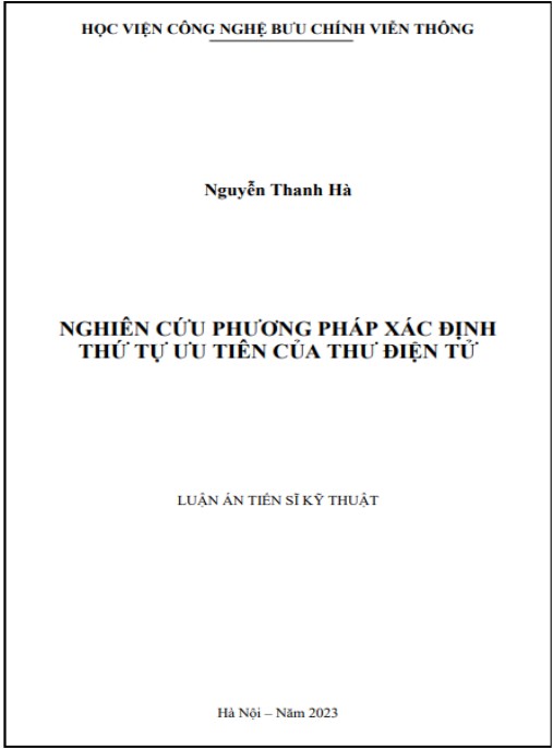 Luận án NGHIÊN CỨU PHƯƠNG PHÁP XÁC ĐỊNH THỨ TỰ ƯU TIÊN CỦA THƯ ĐIỆN TỬ