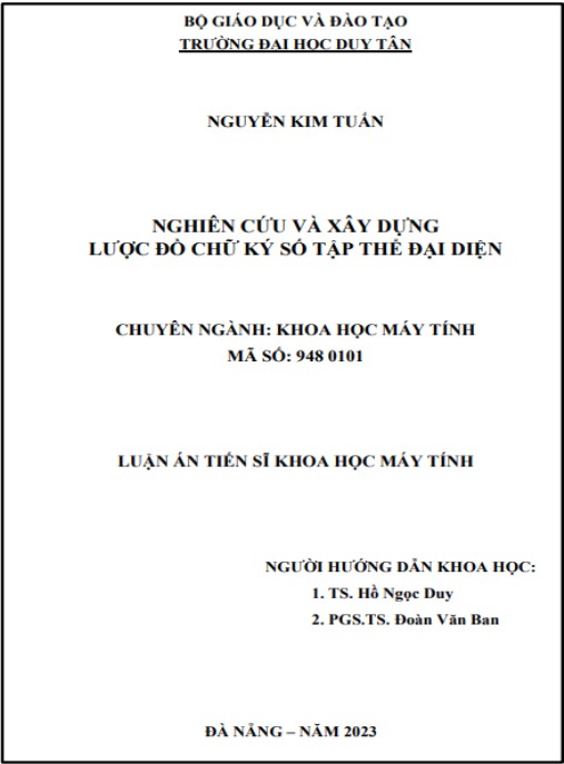 Luận án NGHIÊN CỨU VÀ XÂY DỰNG LƯỢC ĐỒ CHỮ KÝ SỐ TẬP THỂ ĐẠI DIỆN
