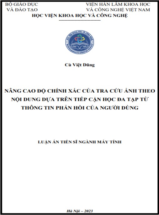 Luận án Nâng cao độ chính xác của tra cứu ảnh theo nội dung dựa trên tiếp cận học đa tạp từ thông tin phản hồi của người dùng