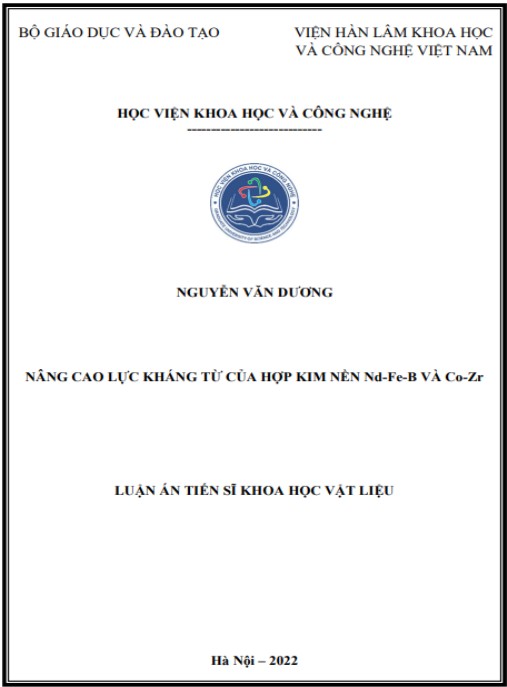 Luận án Nâng cao lực kháng từ của hợp kim nền Nd-Fe-B và Co-Zr