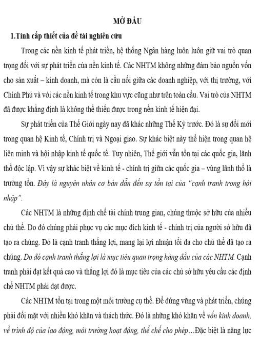 Luận án Nâng cao năng lực cạnh tranh của NHTMCP Ngoại thương Việt Nam trong điều kiện hội nhập Quốc tế về tài chính – ngân hàng