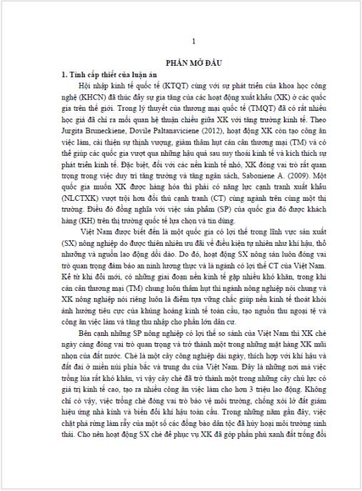Luận án Nâng cao năng lực cạnh tranh xuất khẩu vào thị trường các nước EU của các doanh nghiệp chế biến chè xuất khẩu Việt Nam.