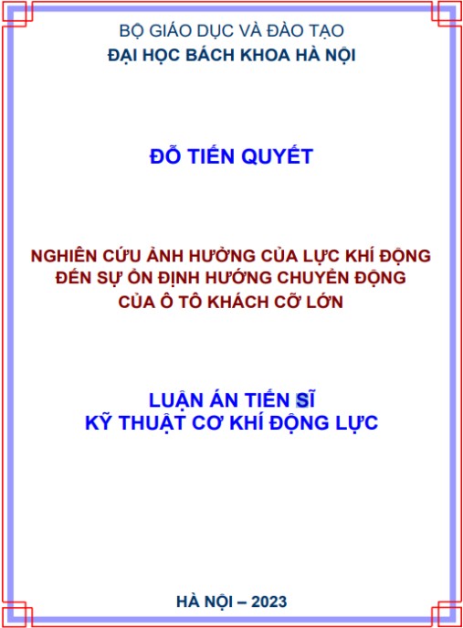 Luận án Nghiên cứu ảnh hưởng của lực khí động đến sự ổn định hướng chuyển động của xe khách cỡ lớn
