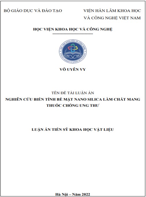 Luận án Nghiên cứu biến tính bề mặt nano silica làm chất mang thuốc chống ung thư