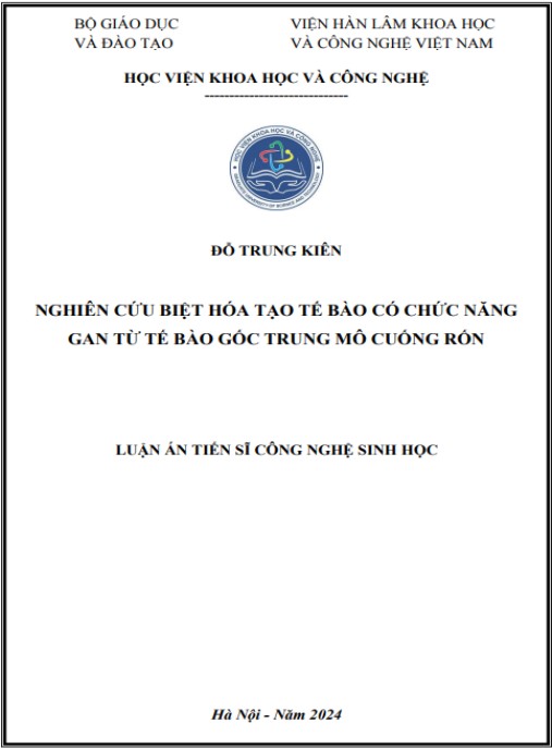 Luận án Nghiên cứu biệt hóa tạo tế bào có chức năng gan từ tế bào gốc trung mô cuống rốn