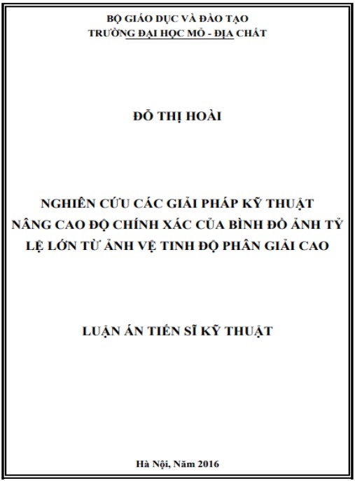 Luận án Nghiên cứu các giải pháp kỹ thuật nâng cao độ chính xác của bình đồ ảnh tỷ lệ lớn từ ảnh vệ tinh độ phân giải cao