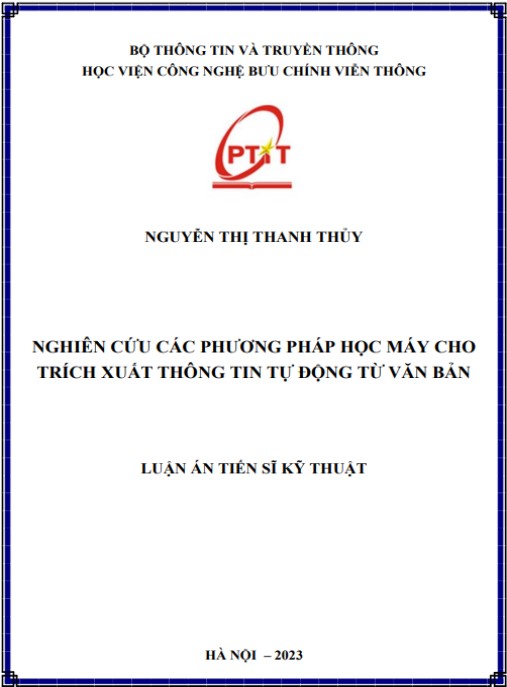 Luận án Nghiên cứu các phương pháp học máy cho trích xuất thông tin tự động từ văn bản