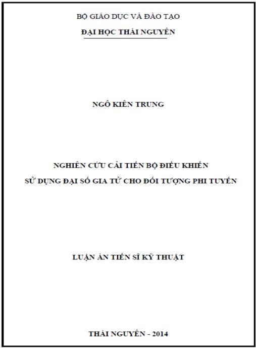 Luận án Nghiên cứu cải tiến bộ điều khiển sử dụng đại số gia tử cho đối tượng phi tuyến