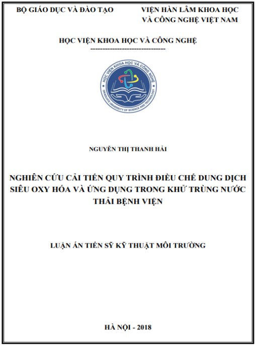 Luận án Nghiên cứu cải tiến quy trình điều chế dung dịch siêu oxy hóa và ứng dụng trong khử trùng nước thải bệnh viện