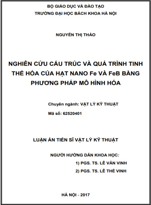 Luận án Nghiên cứu cấu trúc và quá trình tinh thể hóa của hạt nano Fe và FeB bằng phương pháp mô hình hóa