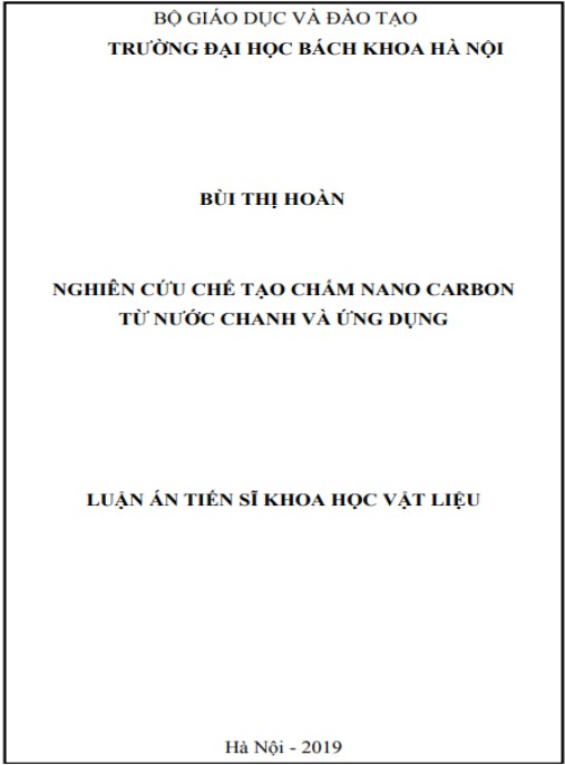Luận án Nghiên cứu chế tạo chấm nano carbon từ nước chanh và ứng dụng
