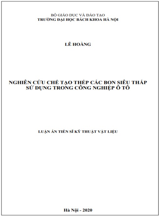 Luận án Nghiên cứu chế tạo thép các bon siêu thấp sử dụng trong công nghiệp ô tô