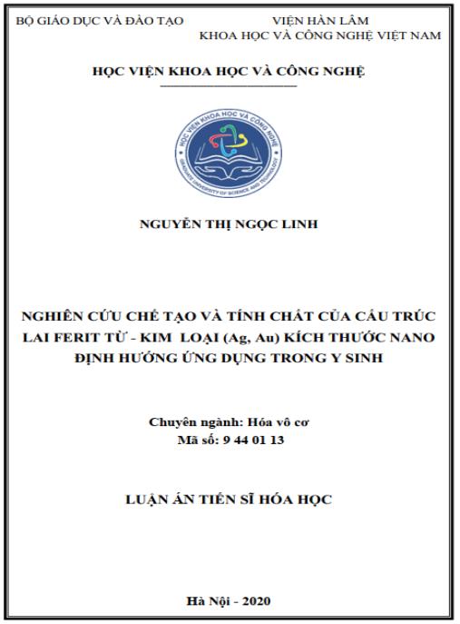 Luận án Nghiên cứu chế tạo và tính chất của cấu trúc lai ferit từ – kim loại (Ag, Au) kích thước nano định hướng ứng dụng trong y sinh