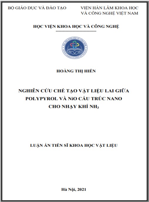 Luận án Nghiên cứu chế tạo vật liệu lai giữa polypyrol và NiO cấu trúc nano cho nhạy khí NH3