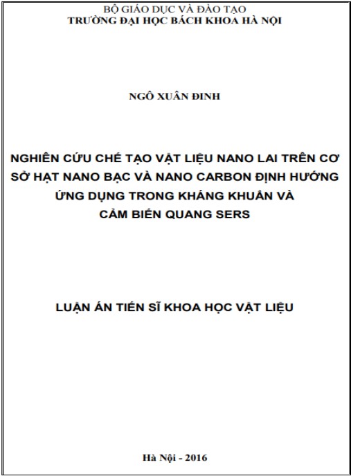 Luận án Nghiên cứu chế tạo vật liệu nano lai trên cơ sở hạt nano bạc và nano carbon định hướng ứng dụng trong kháng khuẩn và cảm biến quang SERS