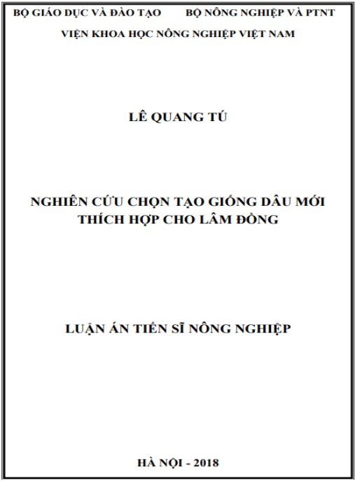 Luận án Nghiên cứu chọn tạo giống dâu mới thích hợp cho Lâm Đồng