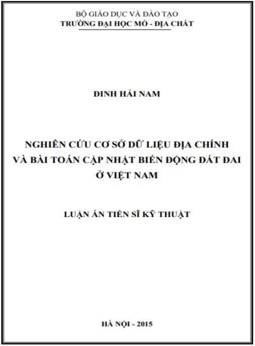 Luận án Nghiên cứu cơ sở dữ liệu địa chính và bài toán cập nhật biến động đất đai ở Việt Nam