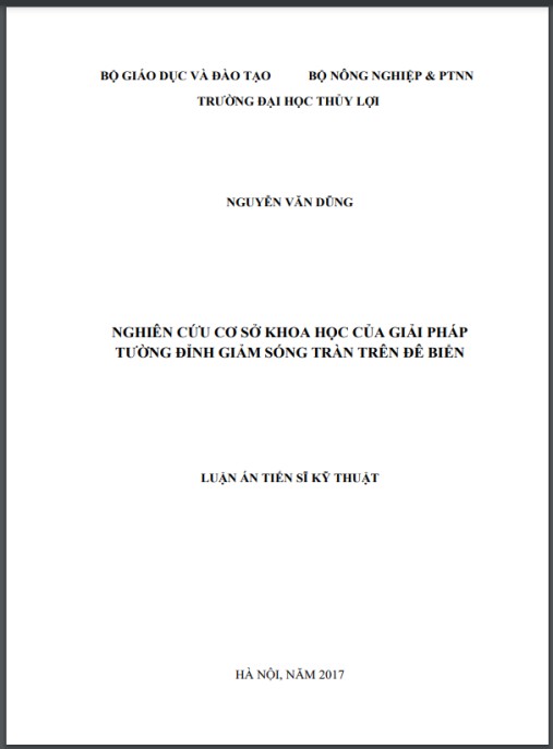 Luận án Nghiên cứu cơ sở khoa học của giải pháp tường đỉnh giảm sóng tràn trên đê biển