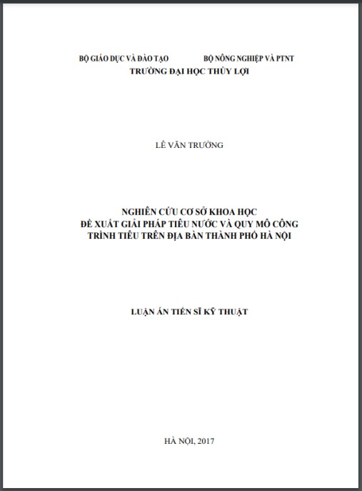 Luận án Nghiên cứu cơ sở khoa học đề xuất giải pháp tiêu nước và quy mô công trình tiêu trên địa bàn thành phố Hà Nội