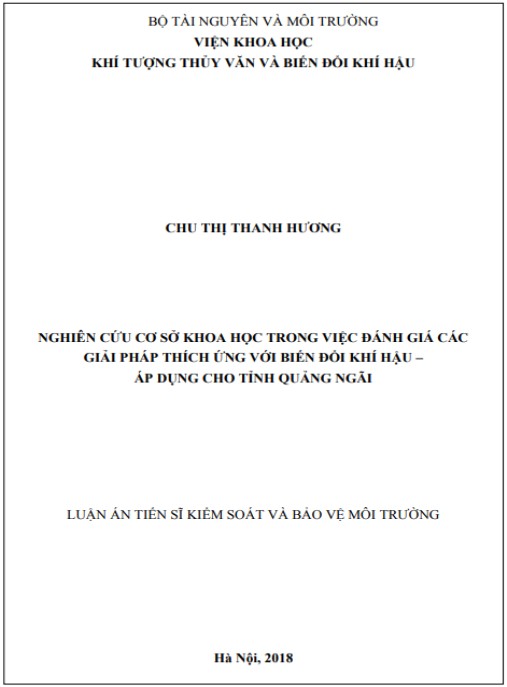 Luận án Nghiên cứu cơ sở khoa học trong việc đánh giá các giải pháp thích ứng với biến đổi khí hậu – Áp dụng cho tỉnh Quảng Ngãi